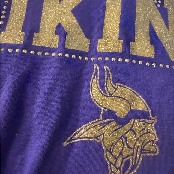 NFL Women's Fuel Up Oversized Fit Bling Bling T-Shirt NWOT Minnesota Vikings - Picture 3 of 6